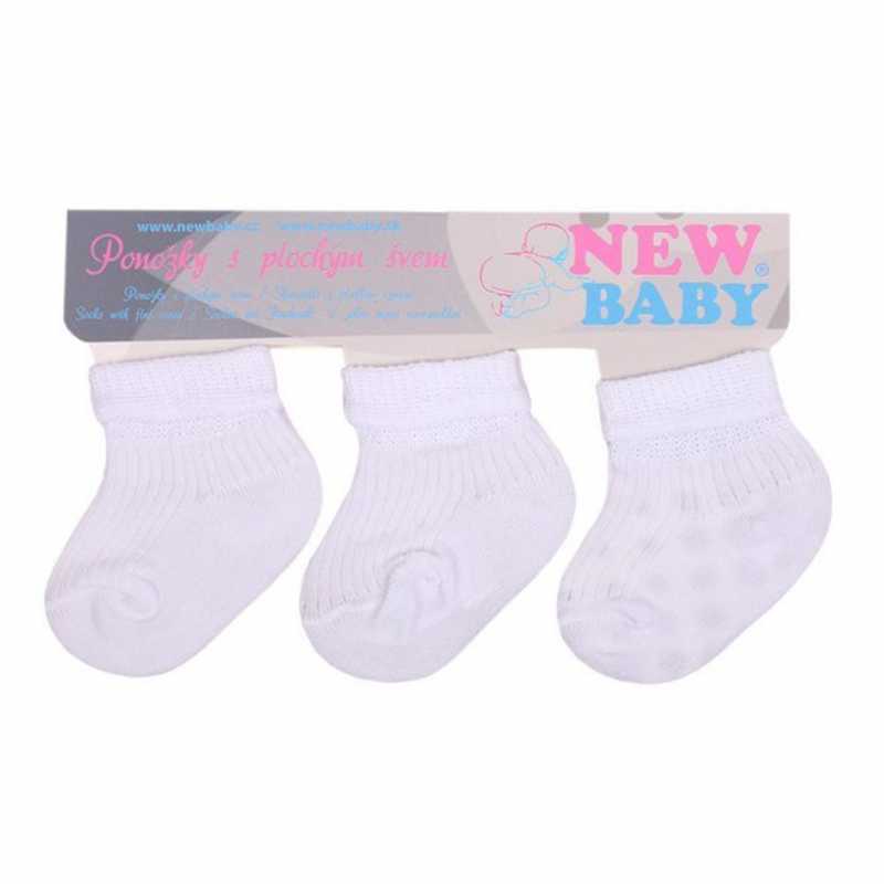 Dojčenské pruhované ponožky New Baby biele  - 3ks, 74