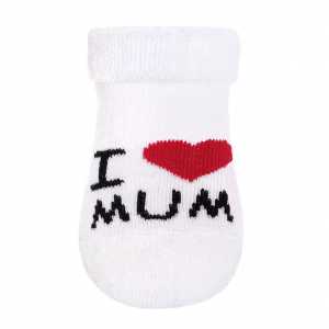 Kojenecké froté ponožky New Baby bílé I Love Mum and Dad, 56