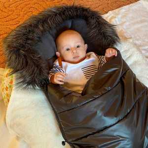 Detsky fusak NEW BABY 3v1 s kožušinou sivý