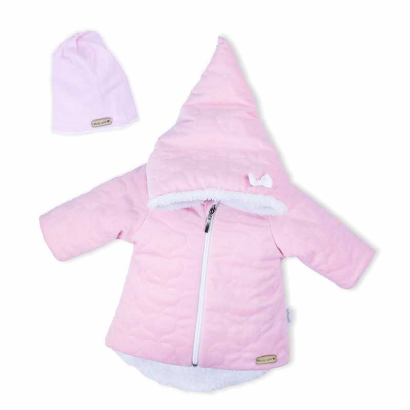 Zimní kojenecký kabátek s čepičkou Nicol Kids Winter růžový, 56