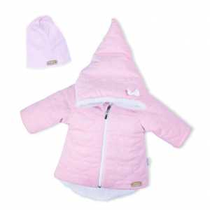 Zimní kojenecký kabátek s čepičkou Nicol Kids Winter růžový, 68
