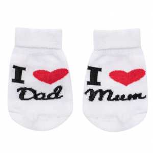 Dojčenské bavlnené ponožky New Baby I Love Mum and Dad biele, 62