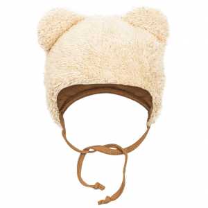 Zimná dojčenská čiapočka so šatkou na krk New Baby Teddy bear béžová, 56