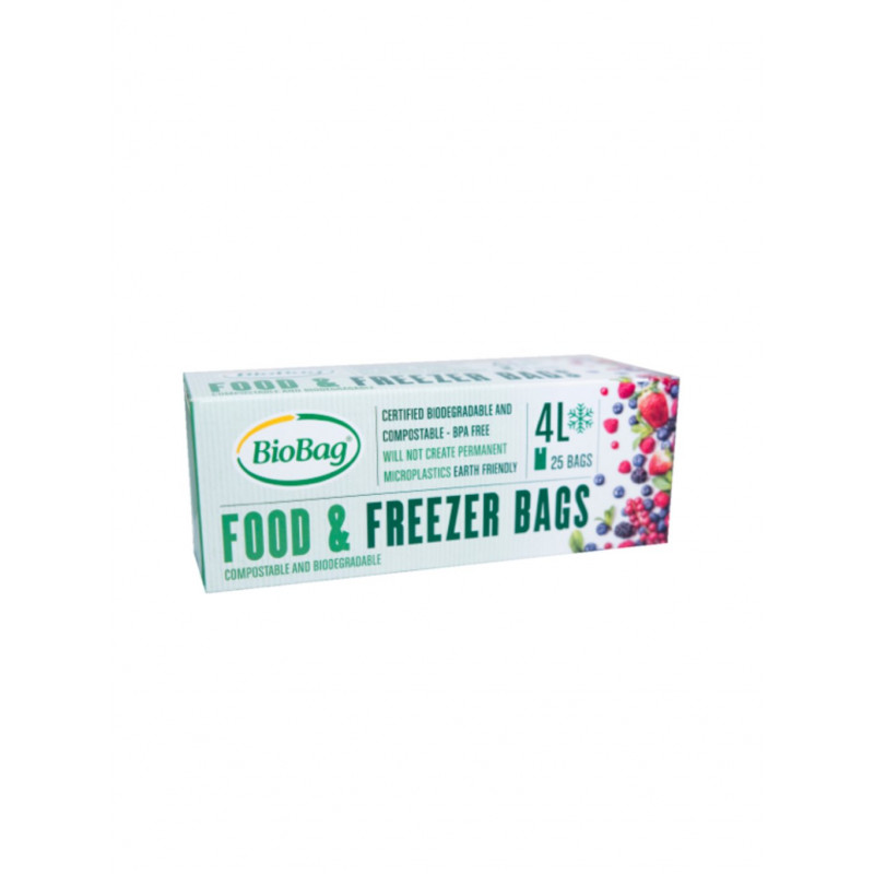 Kompostovateľné vrecká na potraviny a zmrazovanie 4L (25ks), BioBag