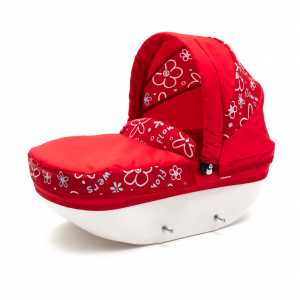 Dětský kočárek pro panenky New Baby COMFORT červený květy bílé