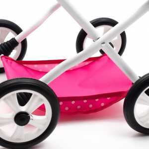 Dětský kočárek pro panenky New Baby COMFORT růžový s tečkami