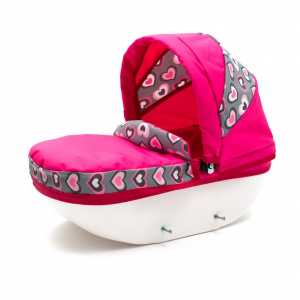 Dětský kočárek pro panenky New Baby COMFORT růžový srdíčka šedá