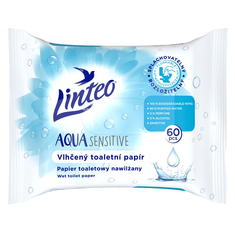 Vlhčený toaletný papier Linteo Aqua Sensitive 60 ks
